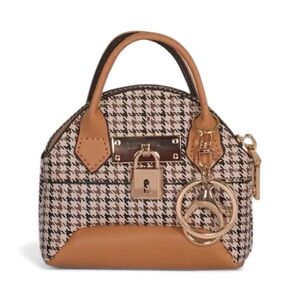Mini Handbag Keychain Coin Purse Houndstooth with Zipper
